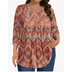 Xieerduo Women's Size Medium Comfy Half Sleeve Crew Neck Smocked Flowy Shirt Top